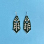 Tapered Folk Flower Seed Bead Earrings