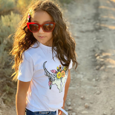 Girls Boho Pronghorn Tie Front Tee