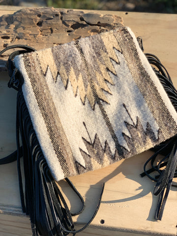 Natural Chevrons Fringe Bag