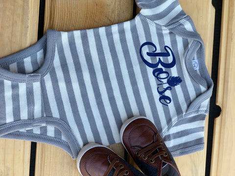 Boise Grey Striped Onesie