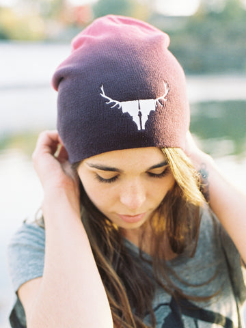 Idaho Antler Maroon Beanie