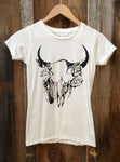 Skull Roses Women's Vintage Tee White/Black